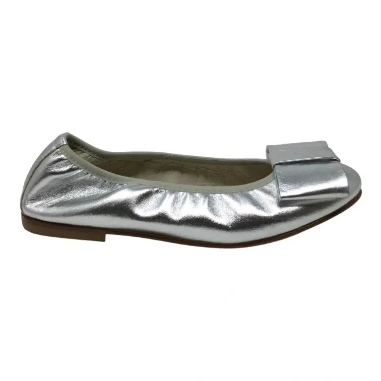 1412 - Silver Soft Leather Flats for Girl/Teen/Women by London Kids