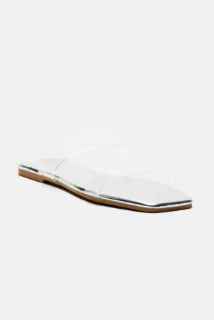 Abbie Clear Flat Sandals - Silver