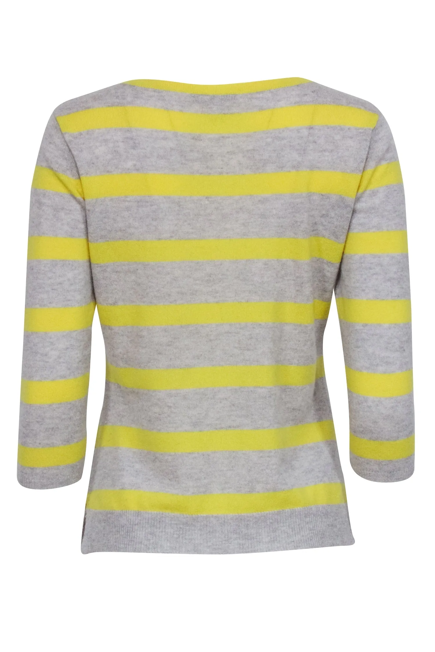 Autumn Cashmere - Grey & Yellow Striped Cashmere Sweater Sz M