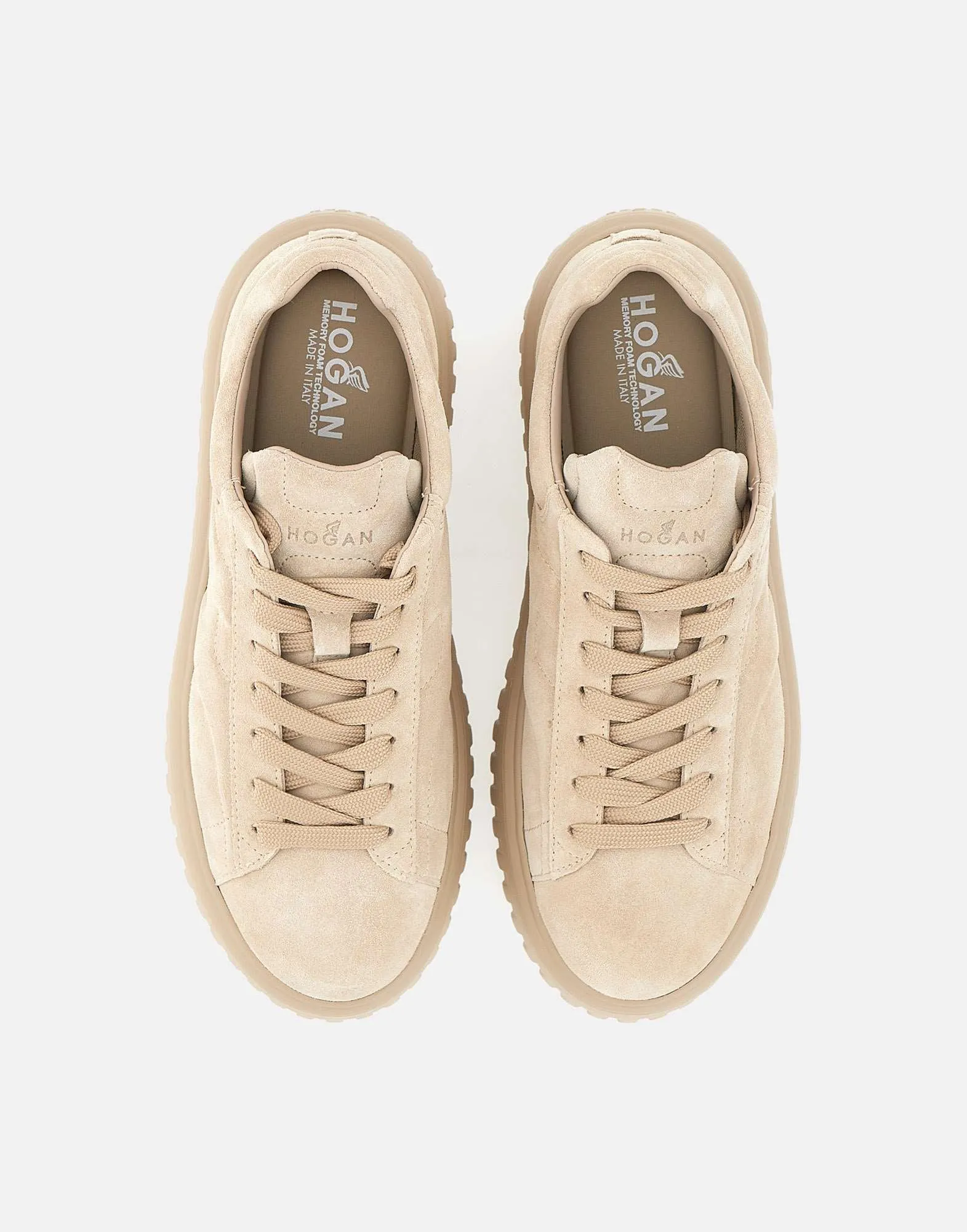Beige Suede Striped Sneakers