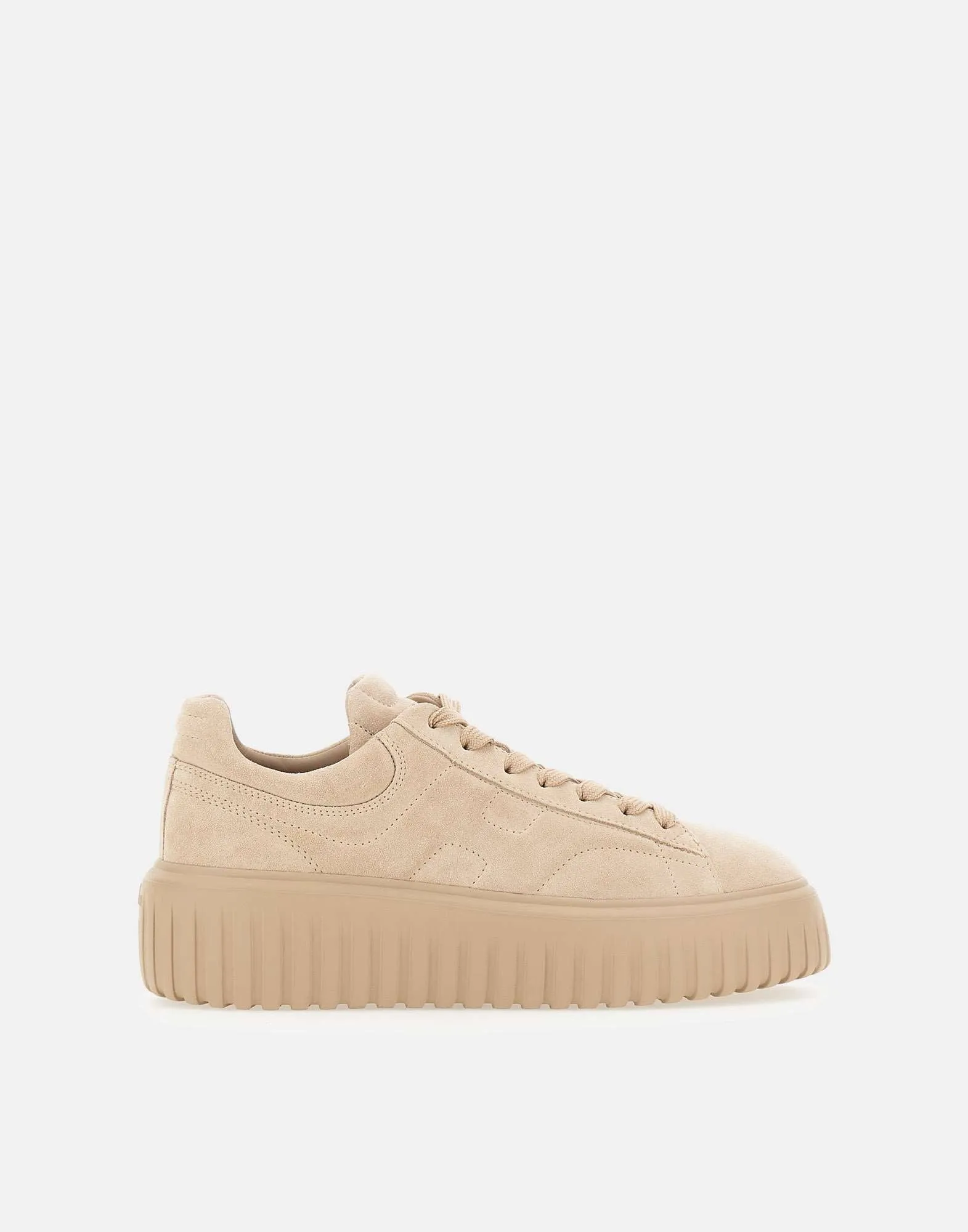 Beige Suede Striped Sneakers