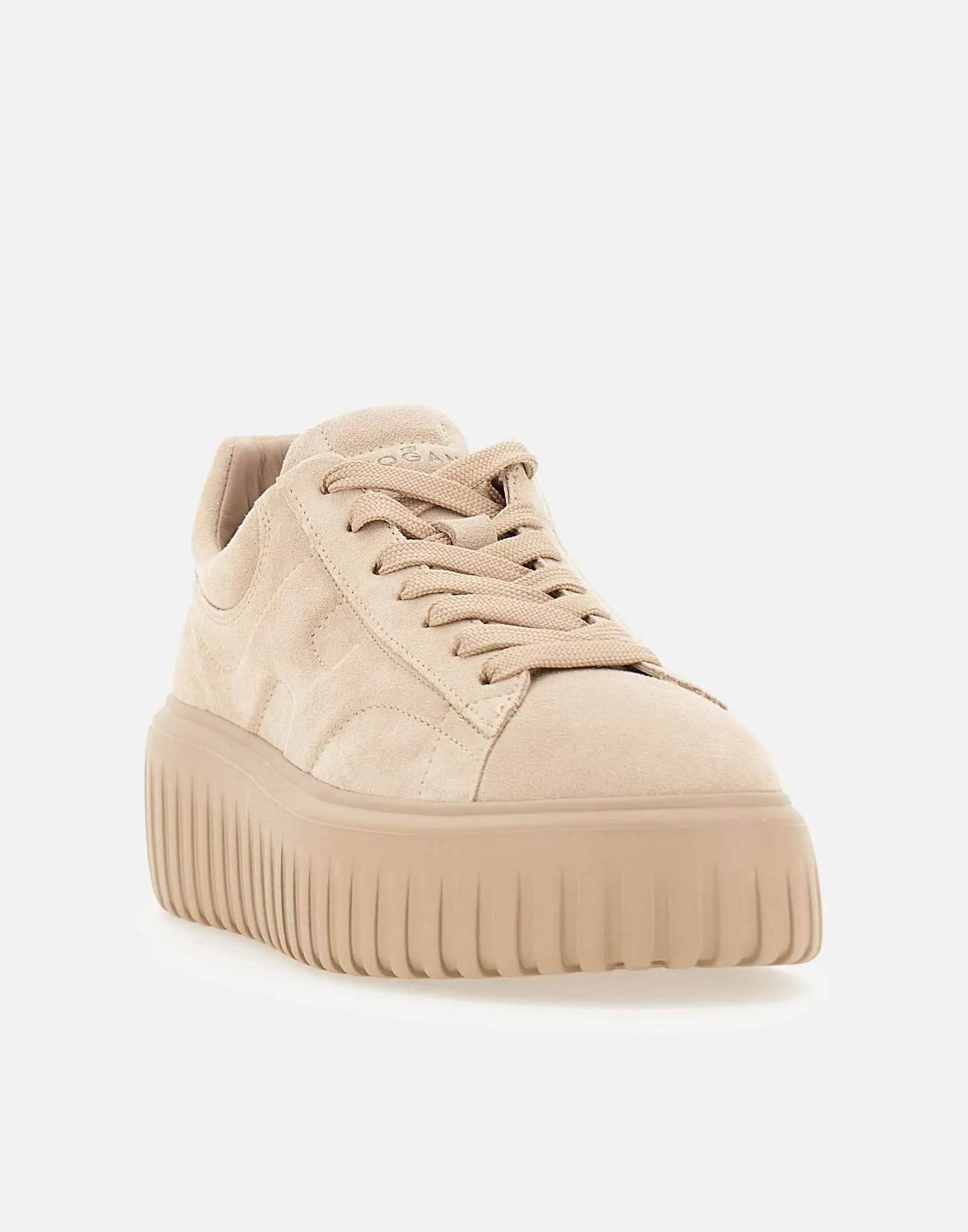 Beige Suede Striped Sneakers