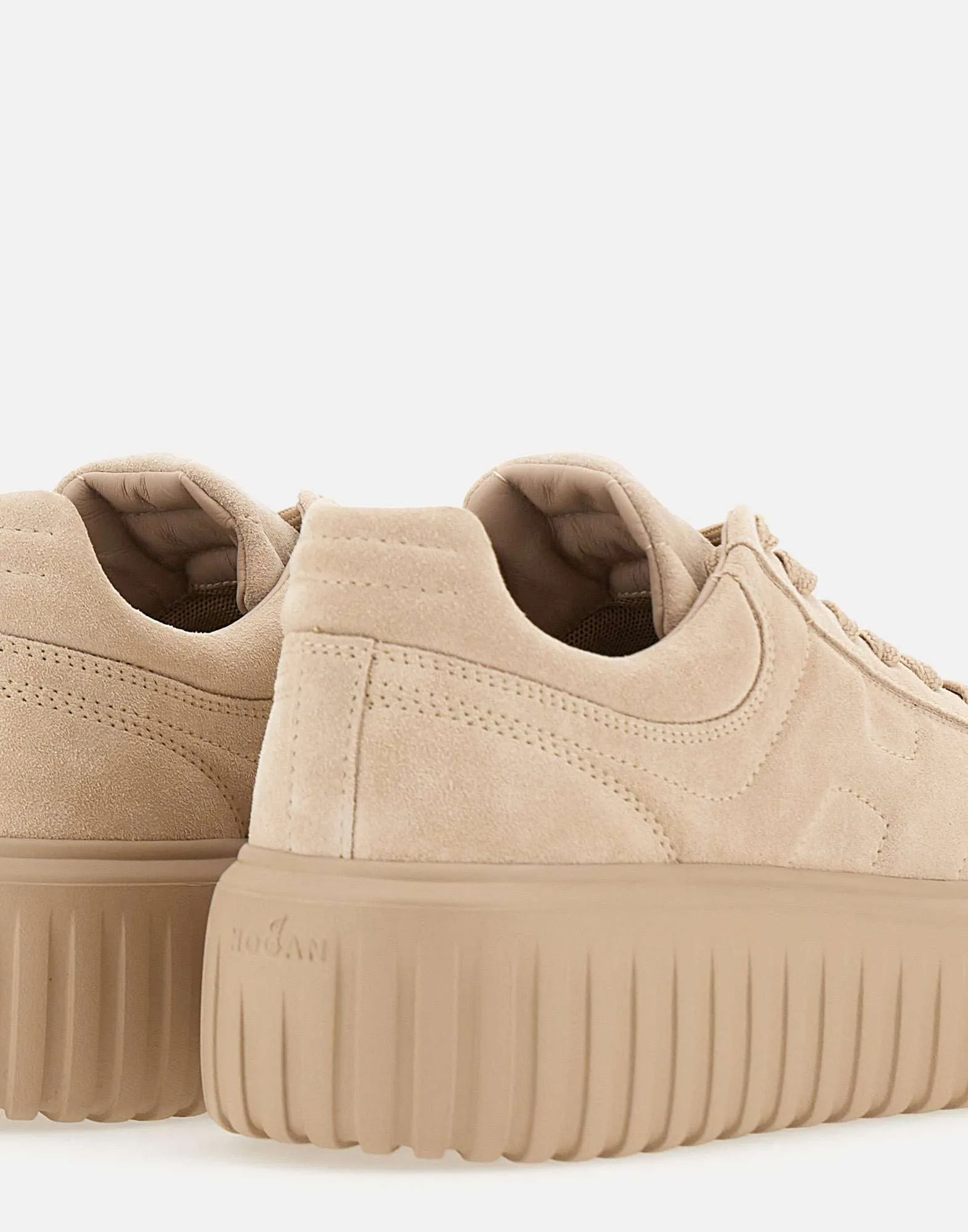 Beige Suede Striped Sneakers