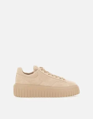 Beige Suede Striped Sneakers