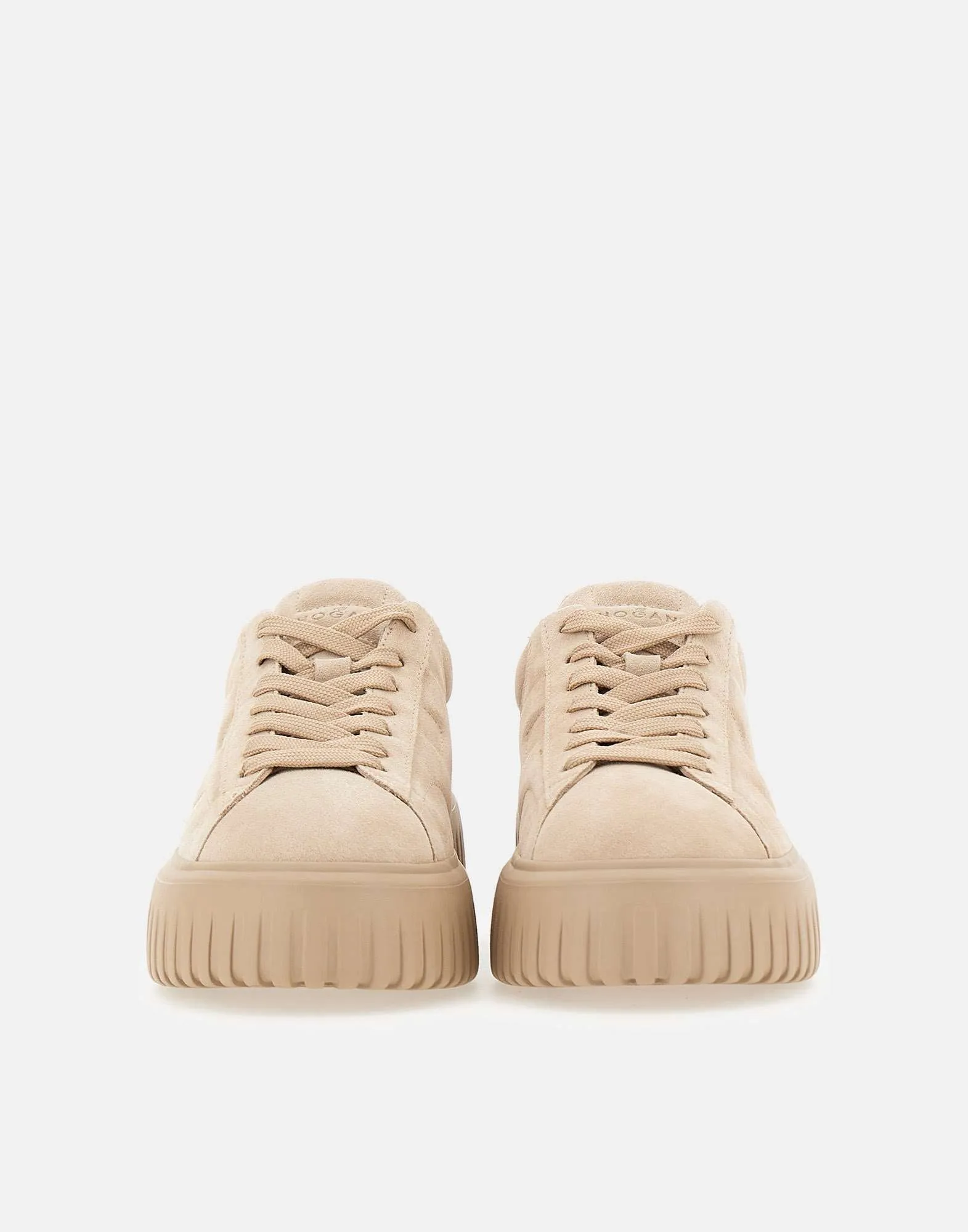 Beige Suede Striped Sneakers