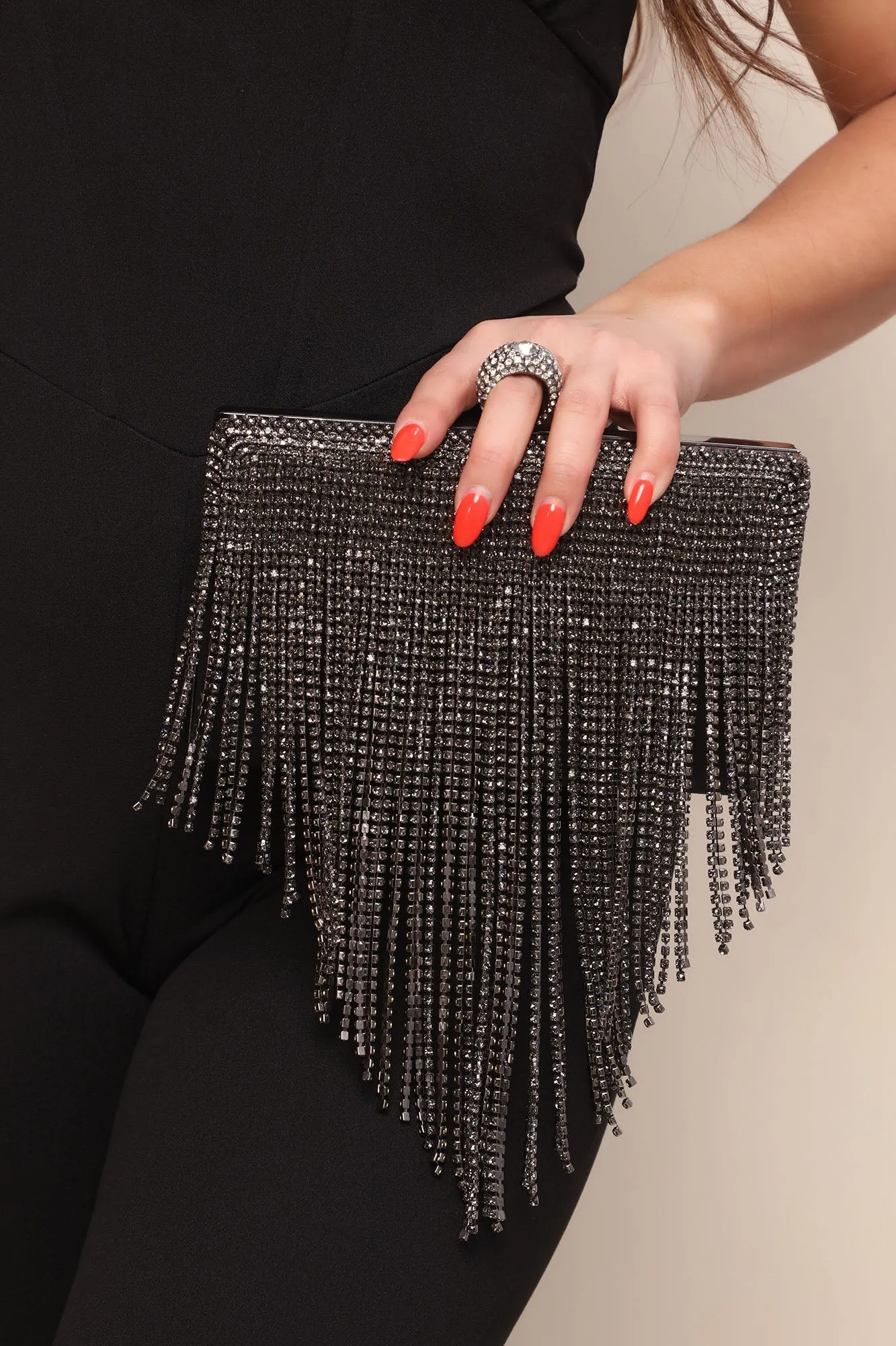 Best Night Out Waterfall Clutch - Black