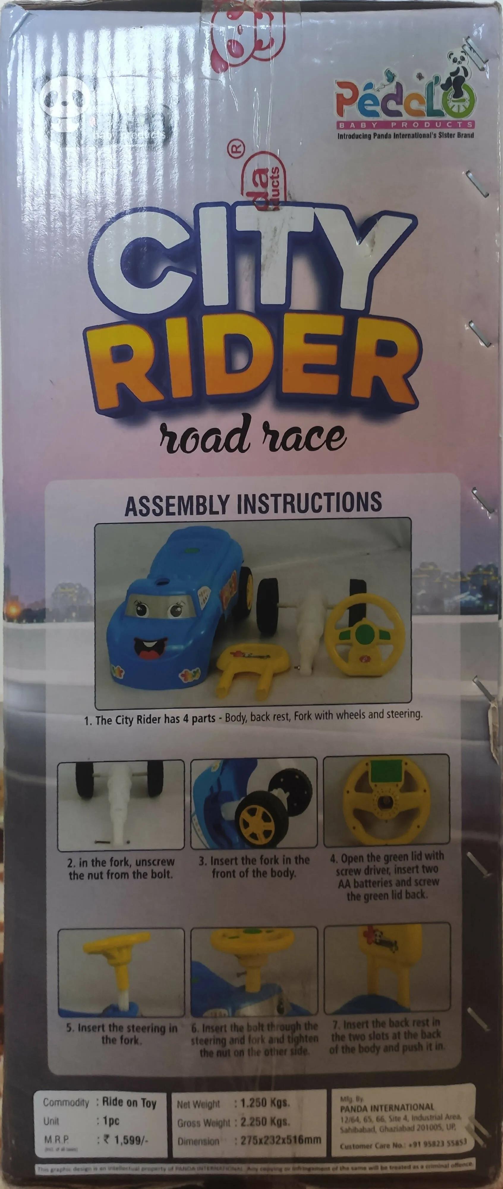 CITY RED RIDER Car Non Battery Operated Ride On (Red)