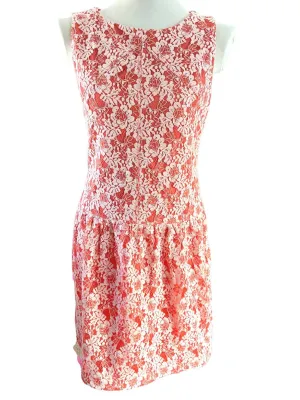 Dark Autumn Coral Cream Lace Dress