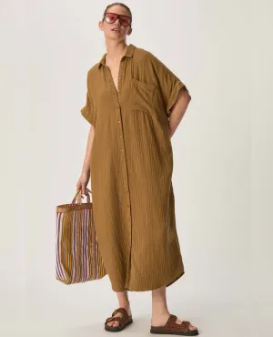 Des Petits Sophane Olive Cotton Dress