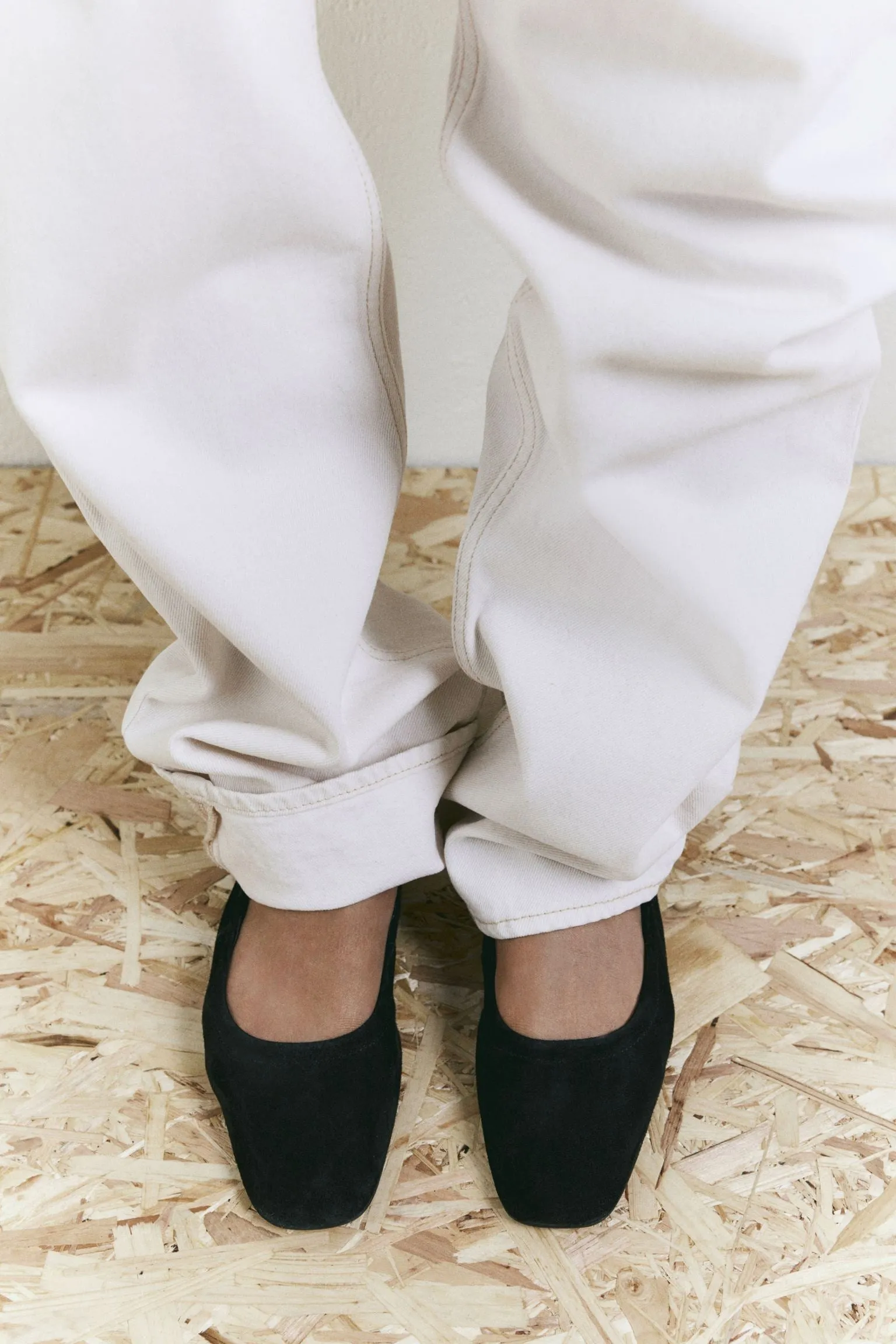 H&M Suede ballet flats, black