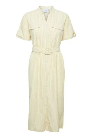Hinavi Dress in French Vanilla Stripe Yellow