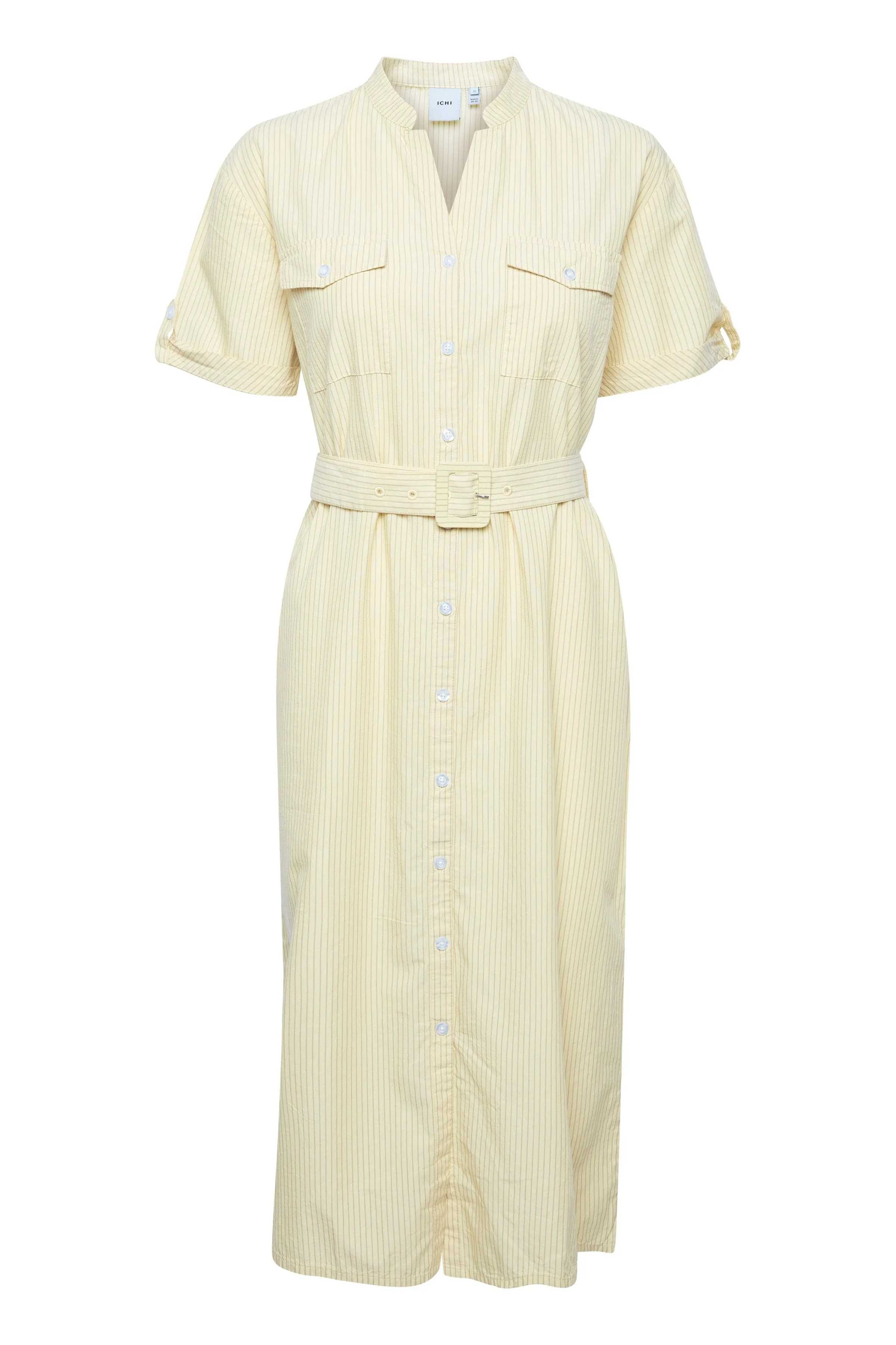 Hinavi Dress in French Vanilla Stripe Yellow