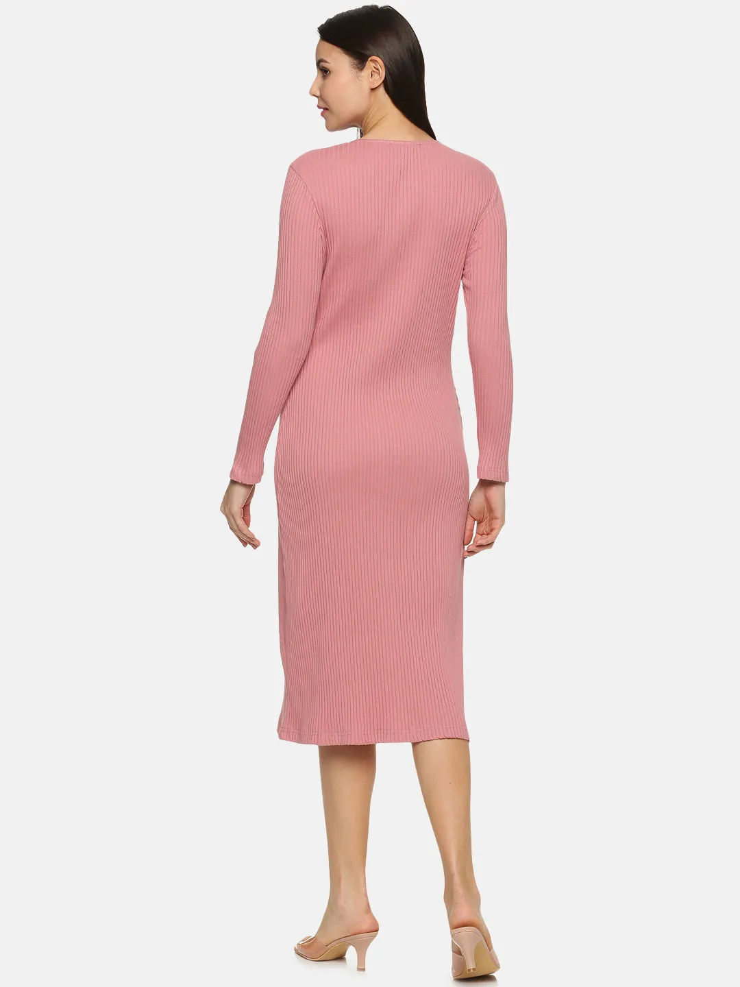 IS.U Mauve Cutout Midaxi Knit Dress