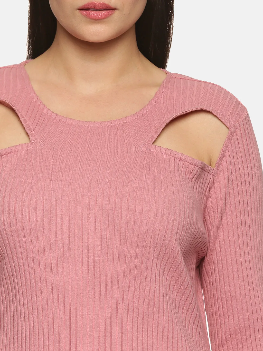 IS.U Mauve Cutout Midaxi Knit Dress