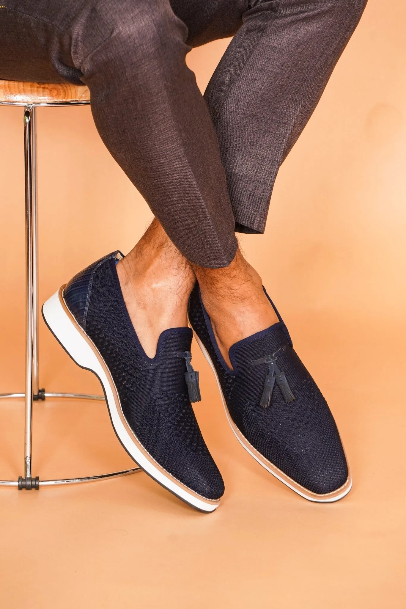 Jean Leather Textile Casual Loafers