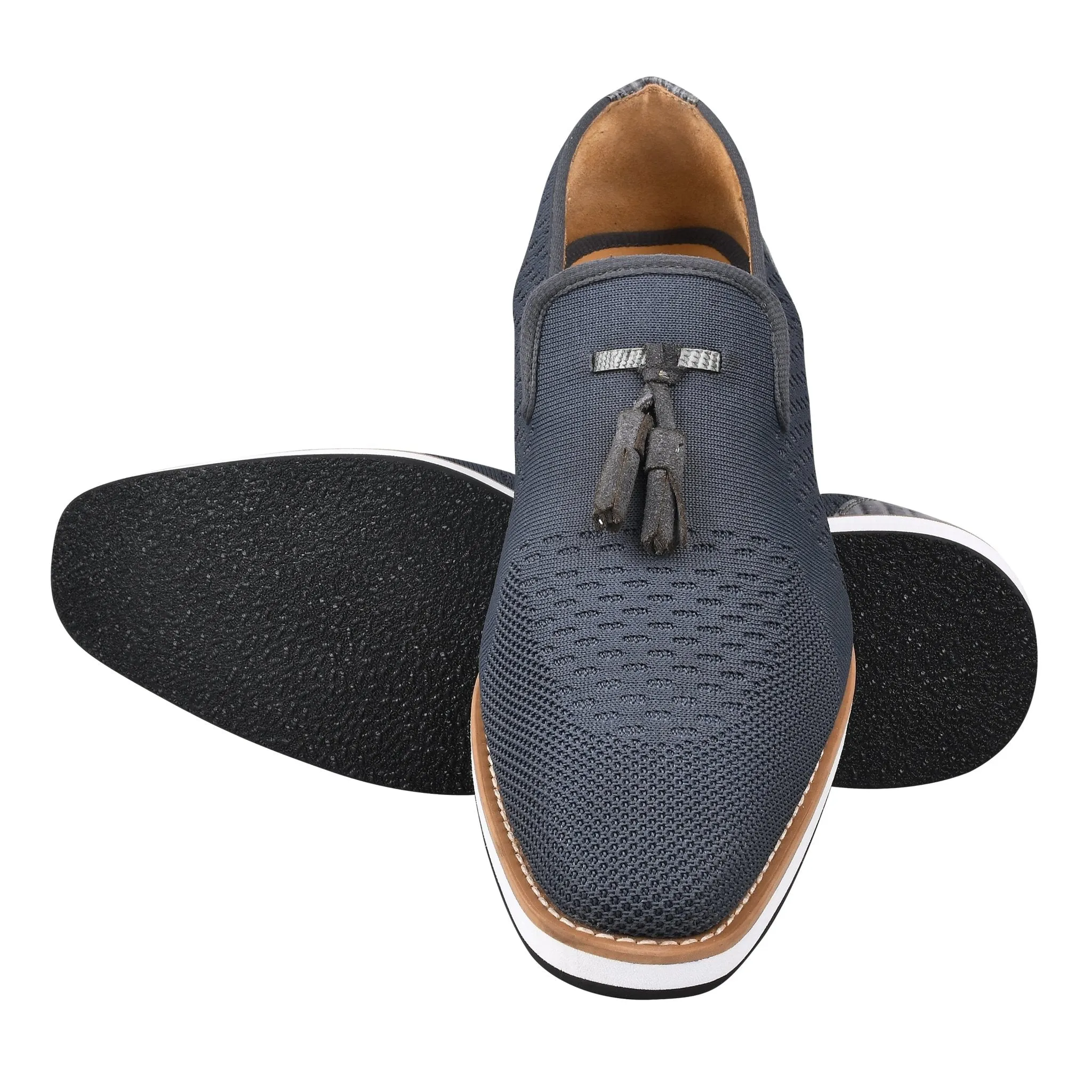Jean Leather Textile Casual Loafers