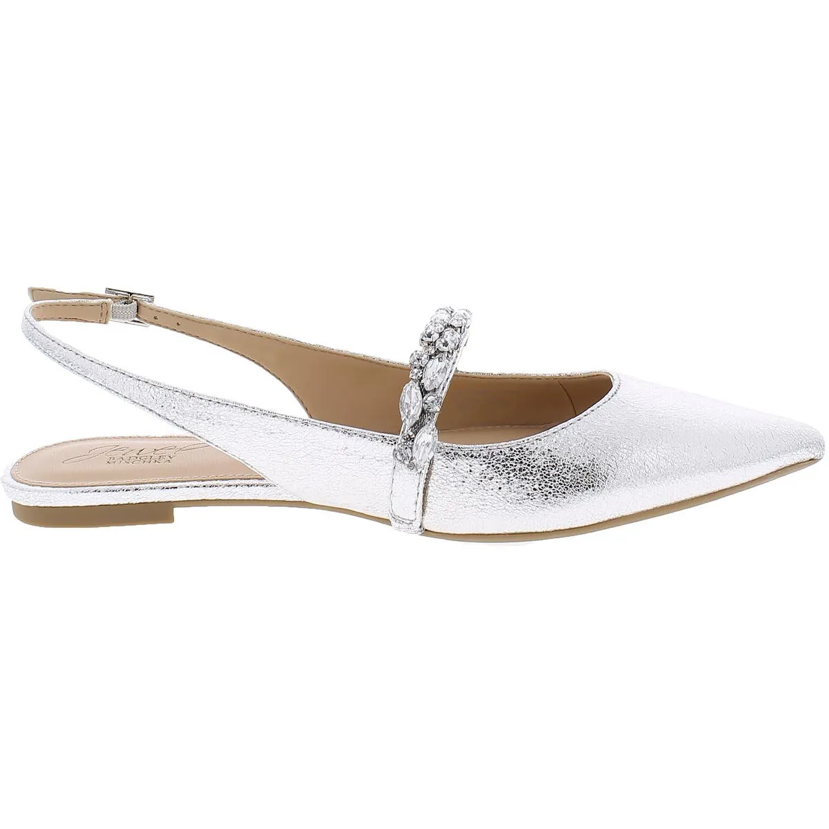 Jewel Badgley Mischka Womens Bambi Faux Leather Pointed Toe Slingbacks