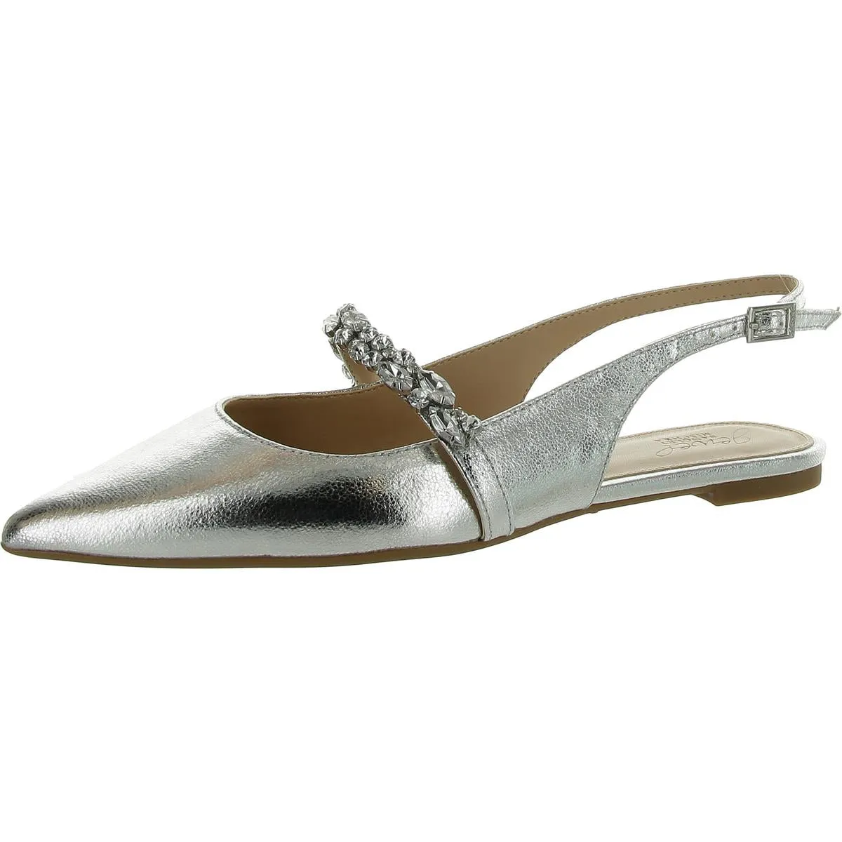Jewel Badgley Mischka Womens Bambi Faux Leather Pointed Toe Slingbacks