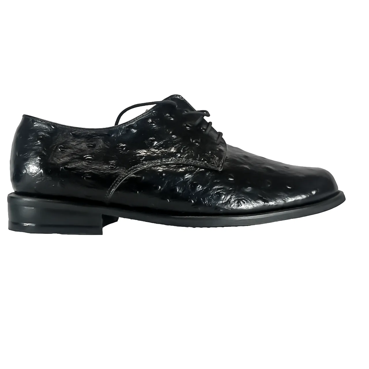 JOHN DRAKE Leather Black Ostrich Shoe