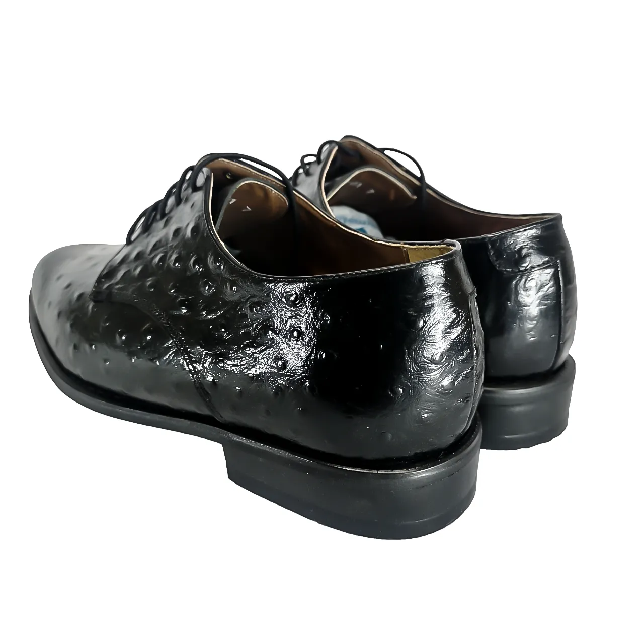 JOHN DRAKE Leather Black Ostrich Shoe