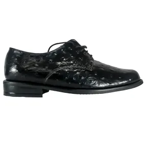 JOHN DRAKE Leather Black Ostrich Shoe