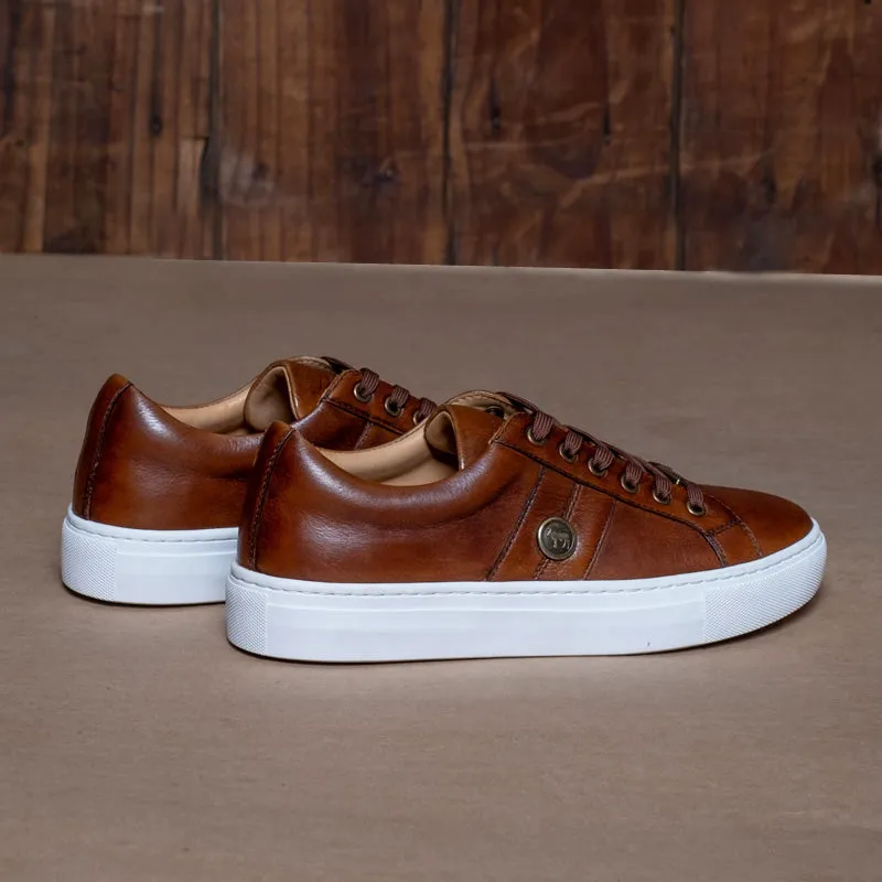Kingsley Heath S Round Nguni Trim Sneaker Tan/Brass/White