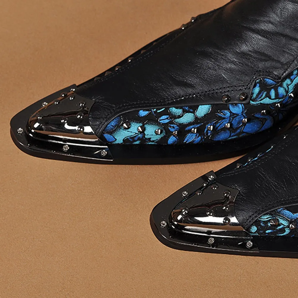 Men Oxfords with Decoration Steel Toe Printed