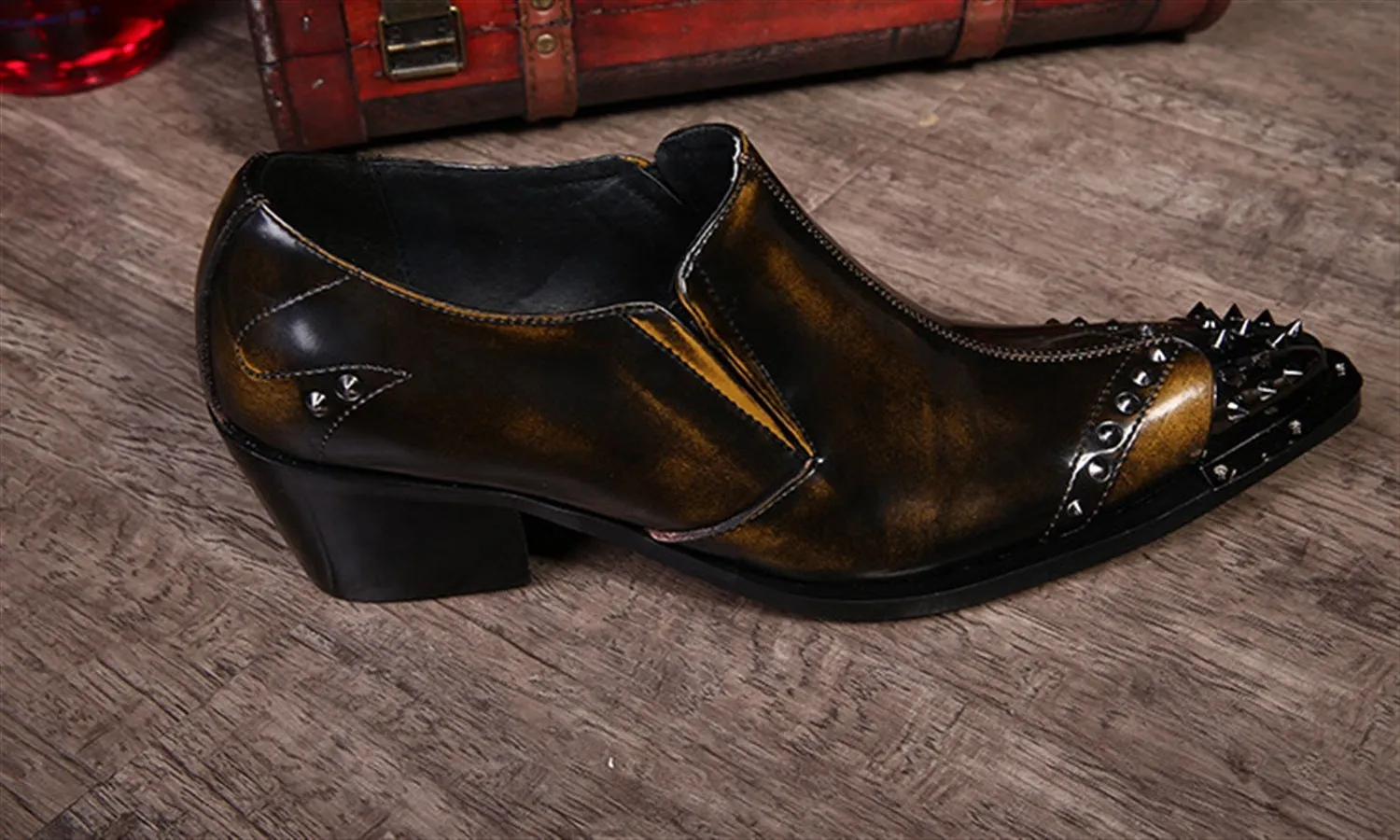 Men Pointed Steel Toe Oxfords