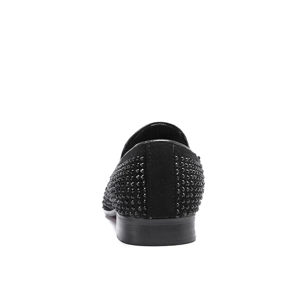 Mens Slip on Pointed Oxfords with Decoration