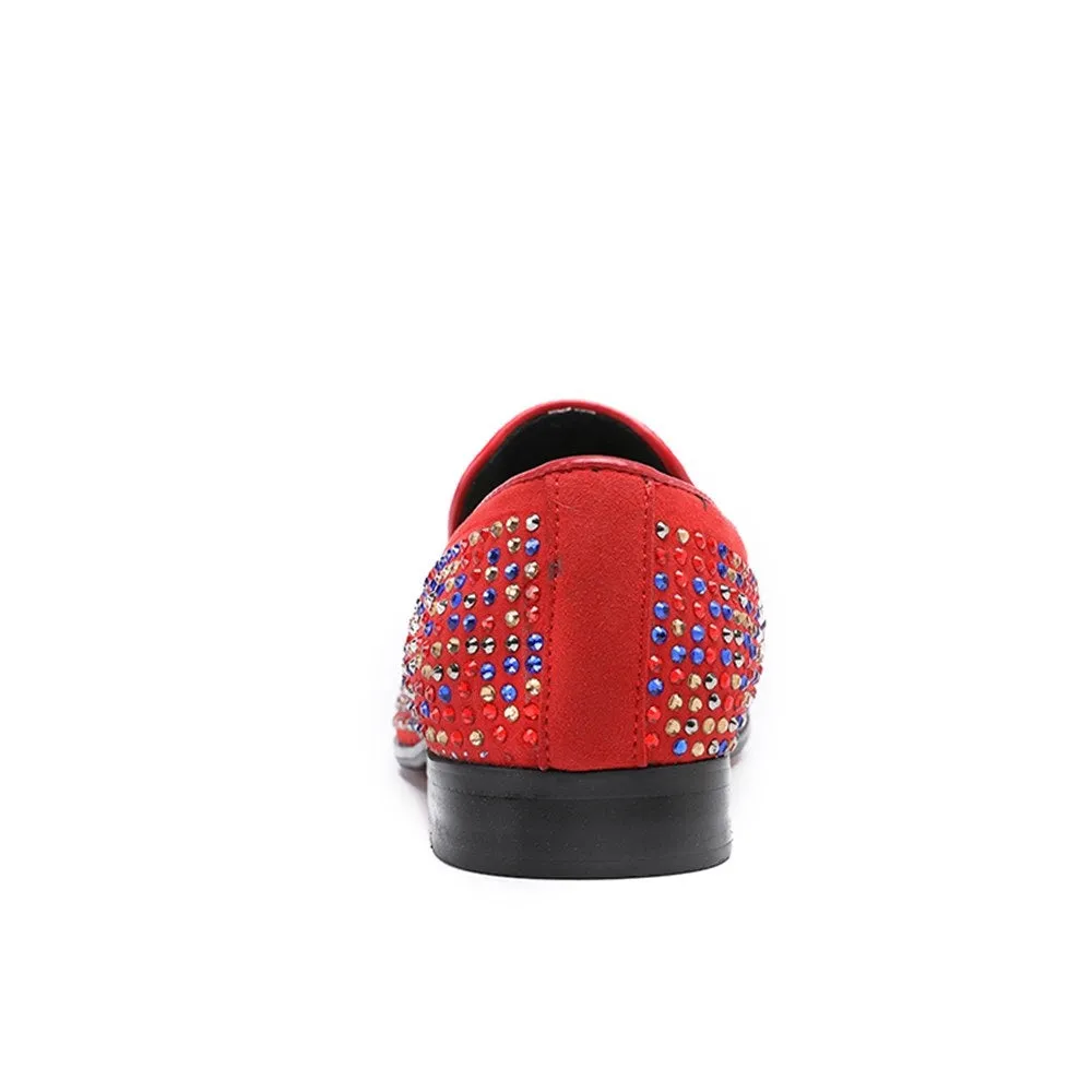 Mens Slip on Pointed Oxfords with Decoration