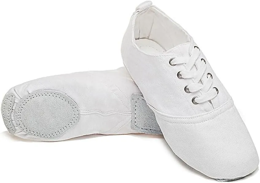 MSMAX Jazz Shoes for Women Girls Split Sole Canvas Ballet Dance Teaching Flats White 6 M US Women
