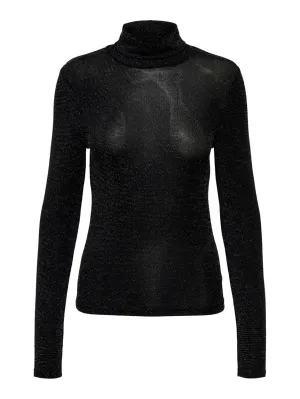 Onlclara L/s Rollneck Jrs - Zwart Dessin
