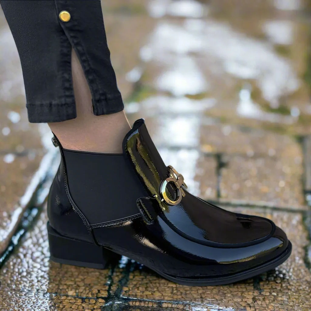 Patrizio Como Ladies Boots Black Patent Boots Aubonne/Nero sale
