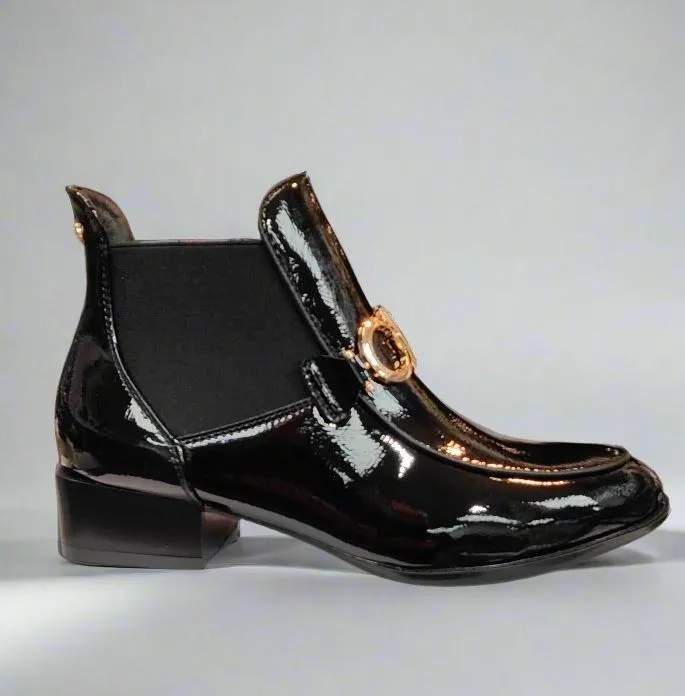 Patrizio Como Ladies Boots Black Patent Boots Aubonne/Nero sale