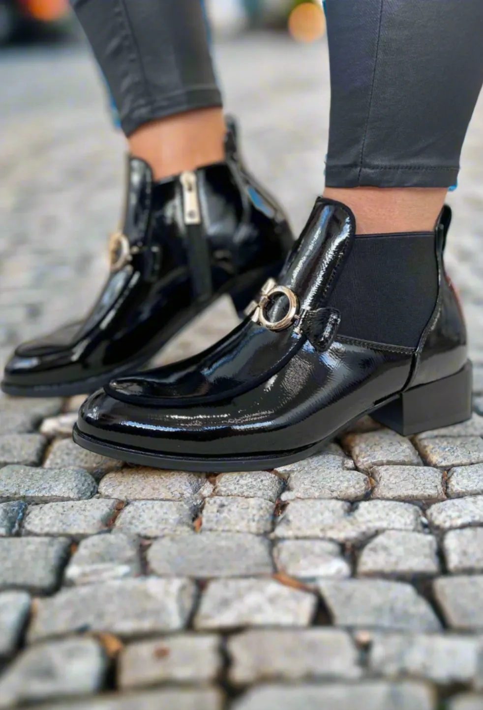 Patrizio Como Ladies Boots Black Patent Boots Aubonne/Nero sale
