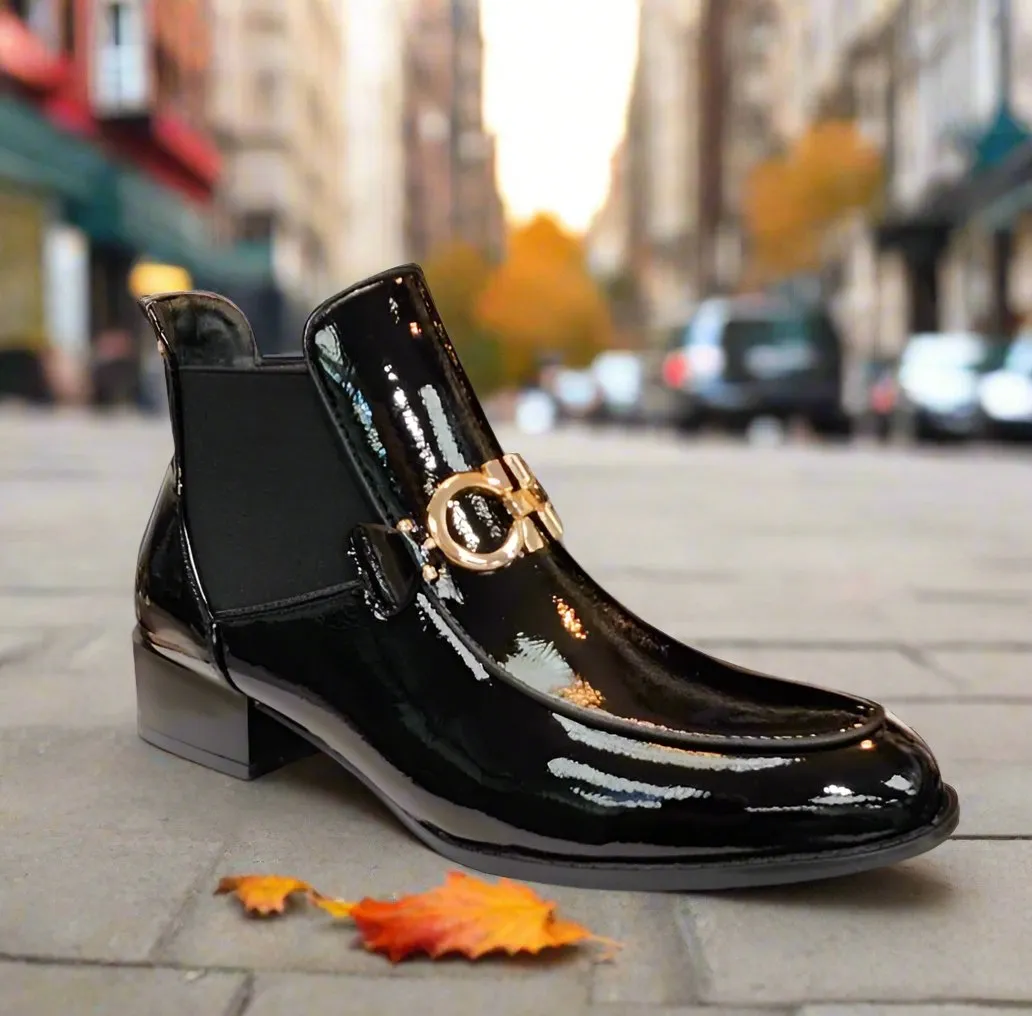 Patrizio Como Ladies Boots Black Patent Boots Aubonne/Nero sale