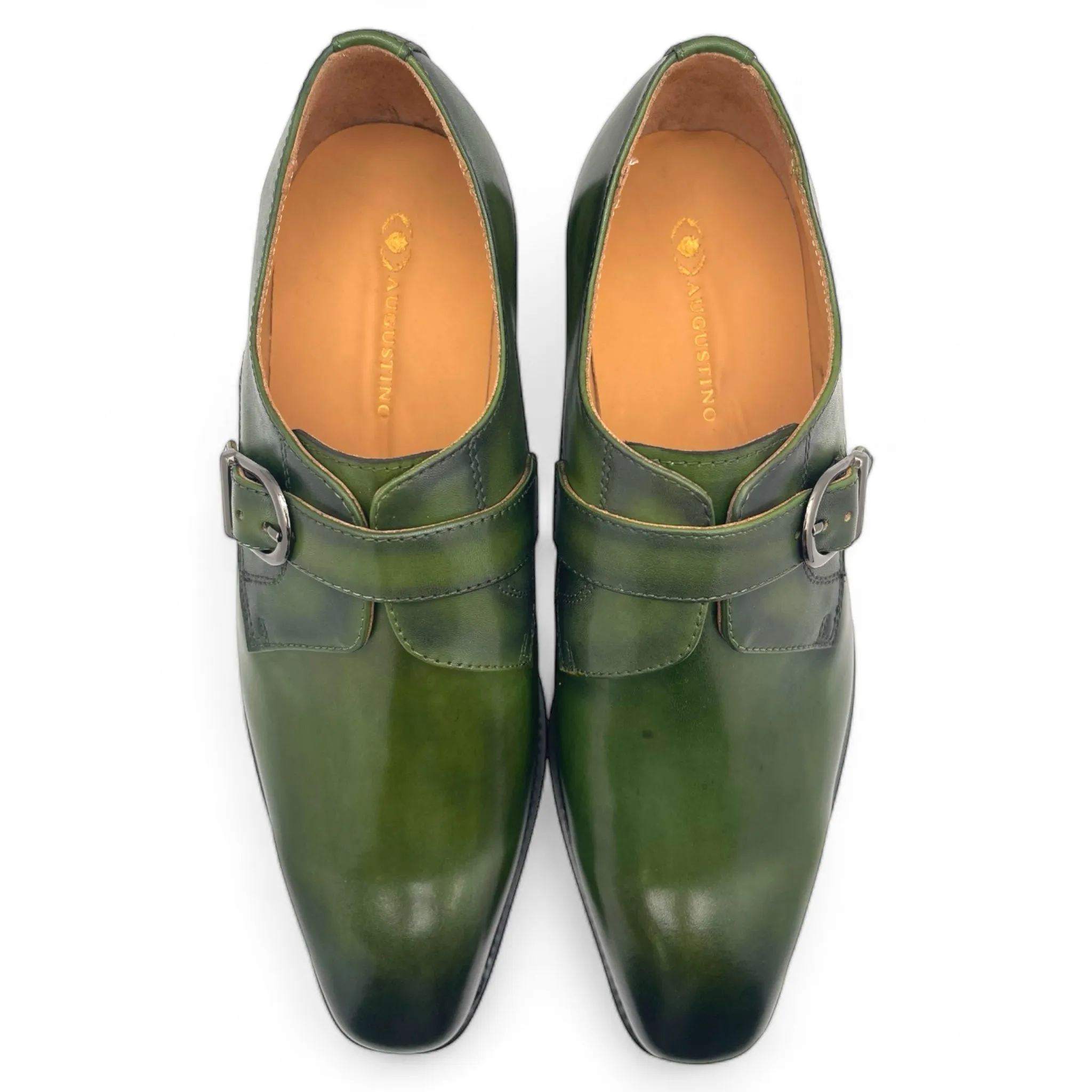 Single Monk Leather Shoe with Patina Finish