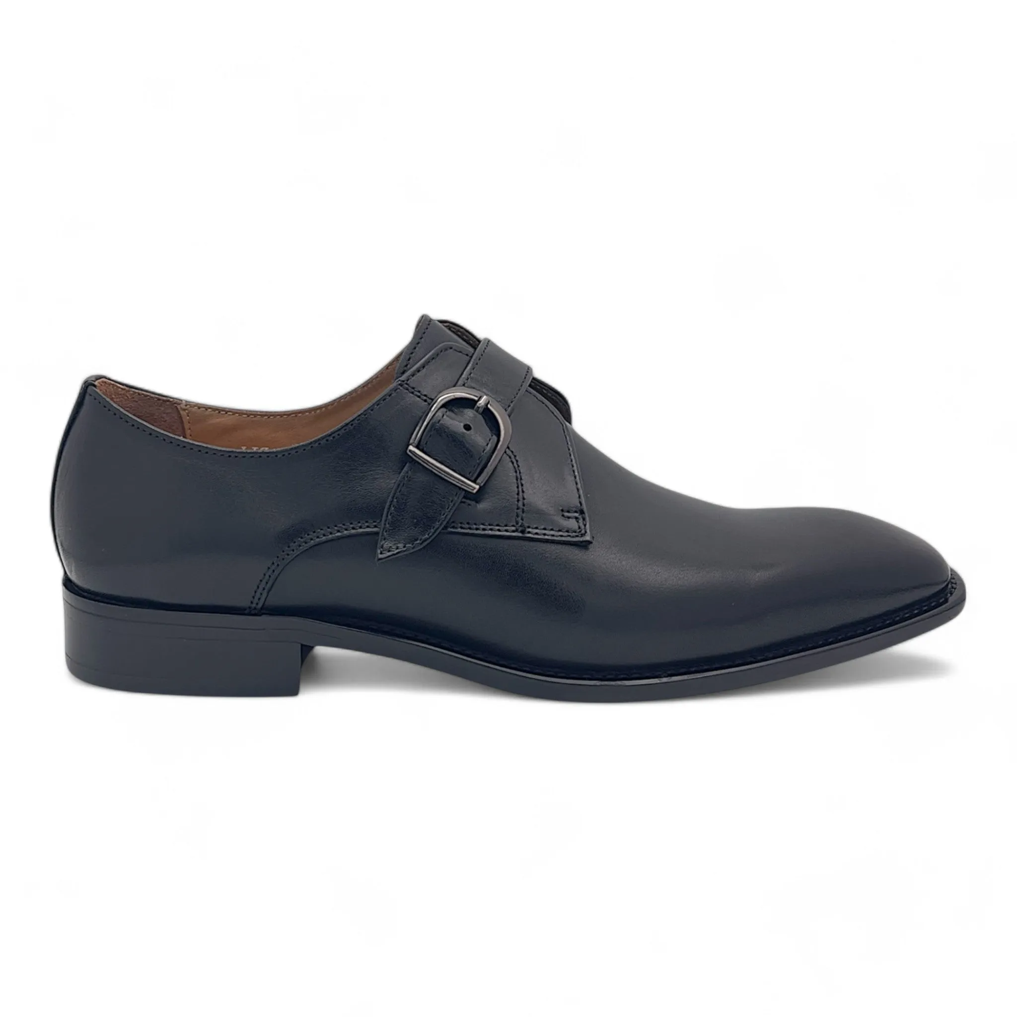 Single Monk Leather Shoe with Patina Finish