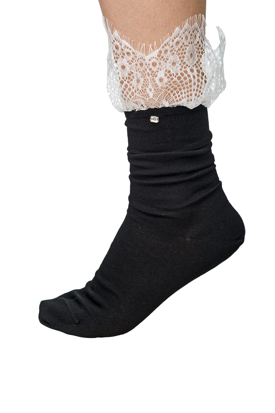 Socks White Lace & Crystals