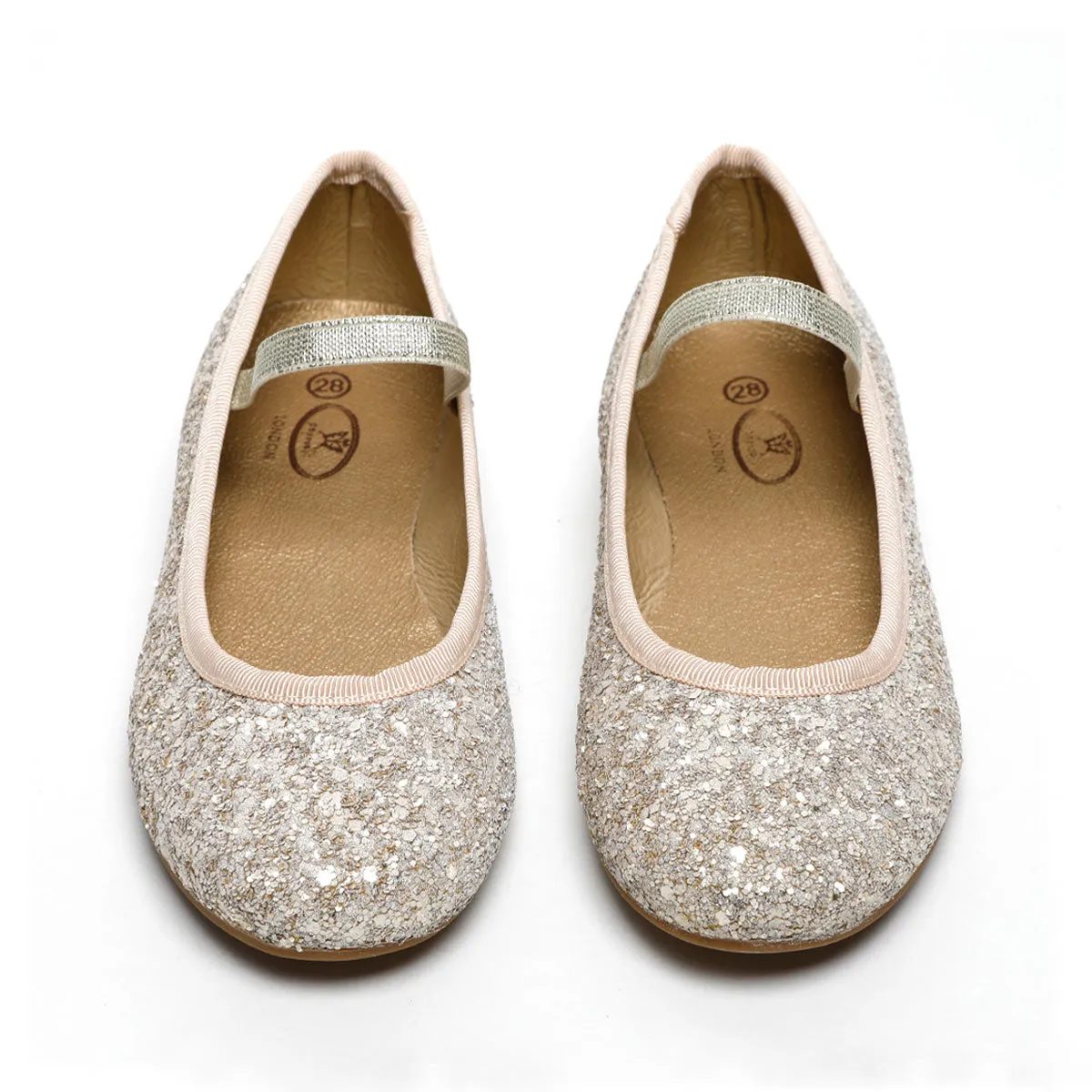 Soft Gold Glitter Ballerina Flats