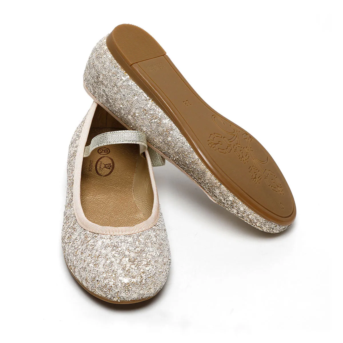 Soft Gold Glitter Ballerina Flats