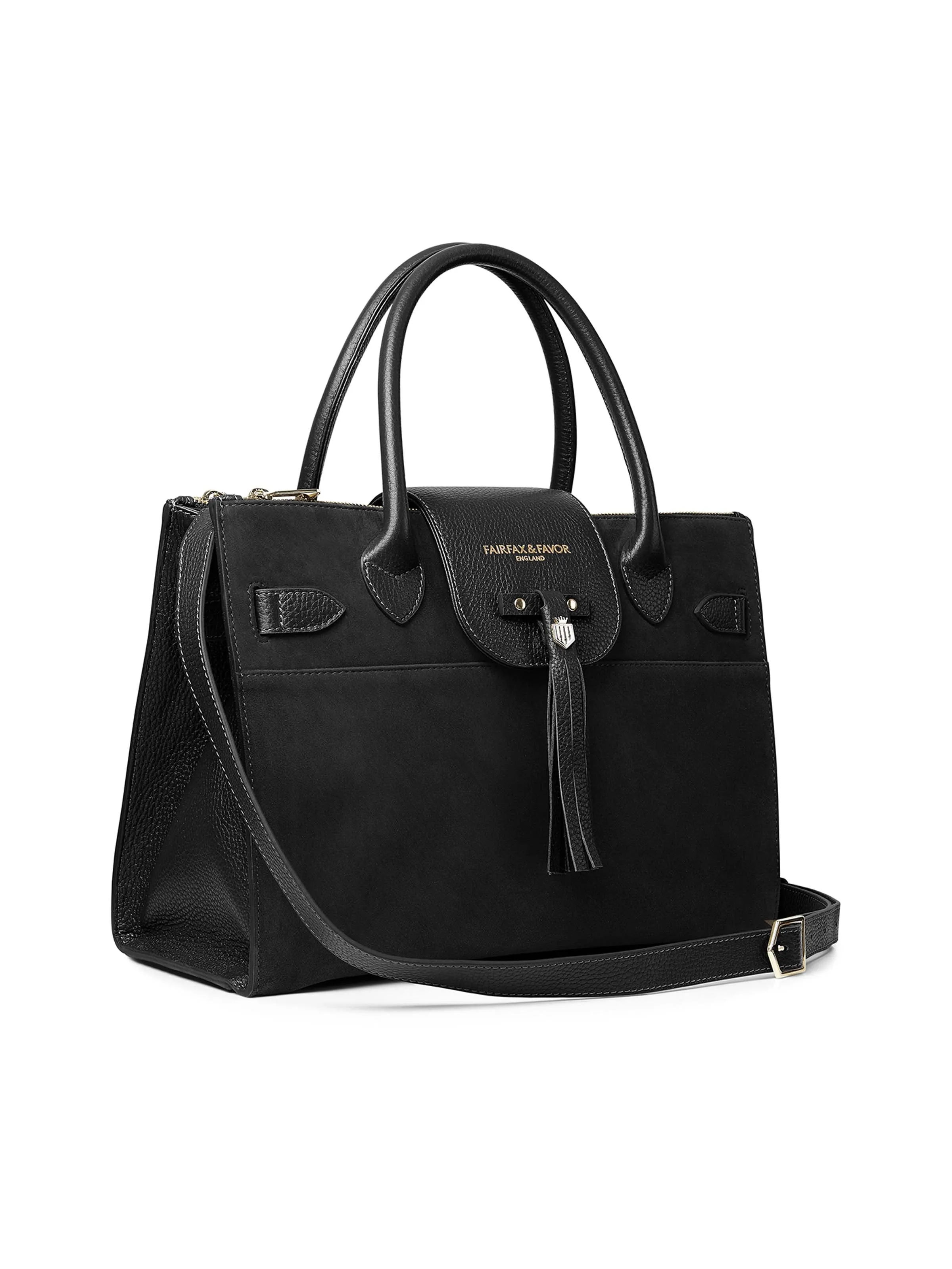 The Windsor Work Bag - Black Suede