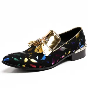 Two Tones Pointed Printed Slip on Men Oxfords