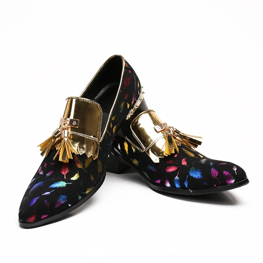Two Tones Pointed Printed Slip on Men Oxfords