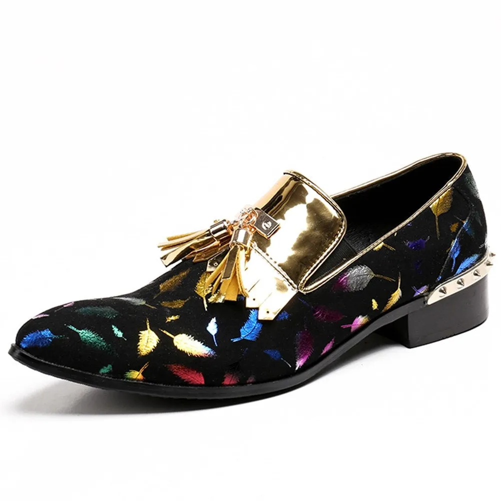 Two Tones Pointed Printed Slip on Men Oxfords