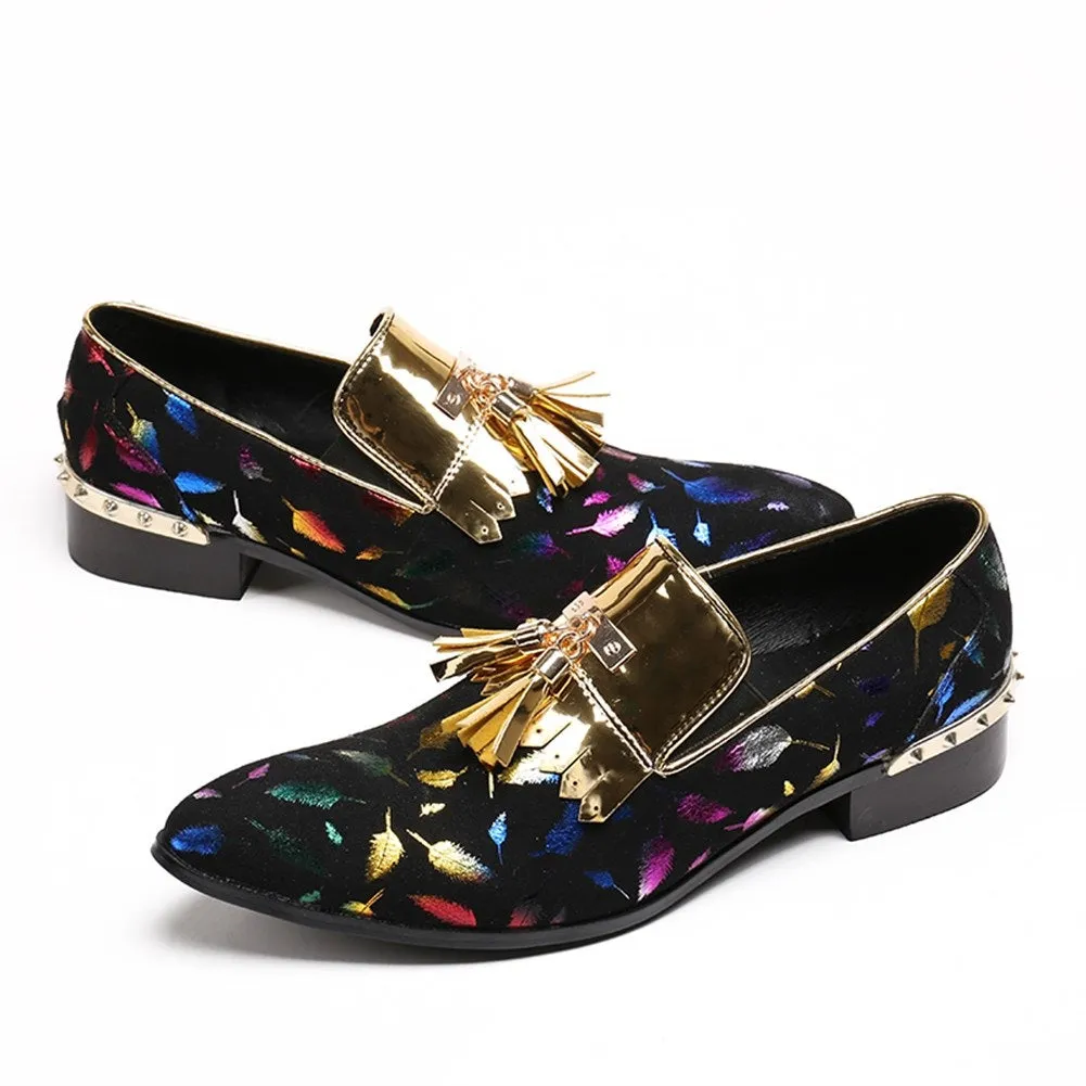 Two Tones Pointed Printed Slip on Men Oxfords