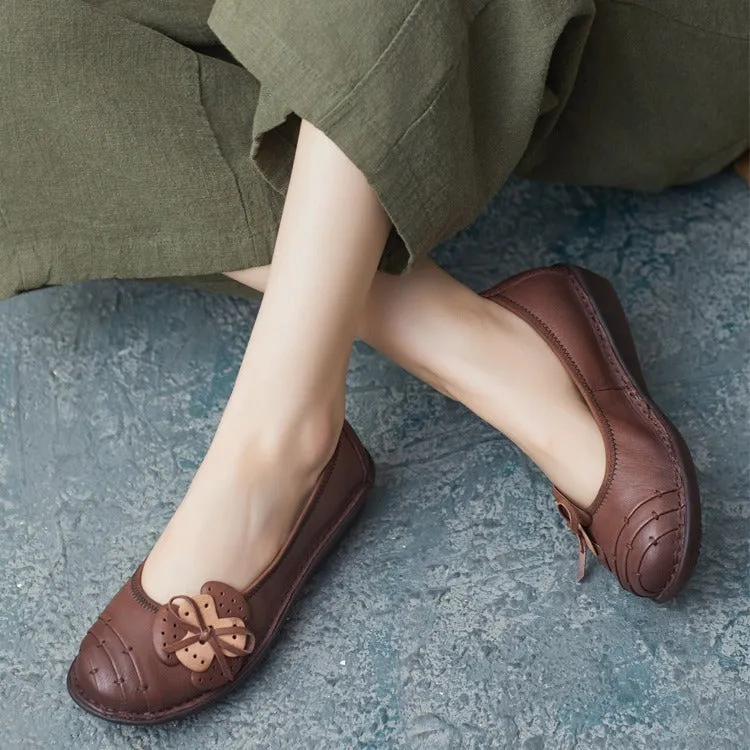 Women Retro Soft Leather Handmade Casual Flats
