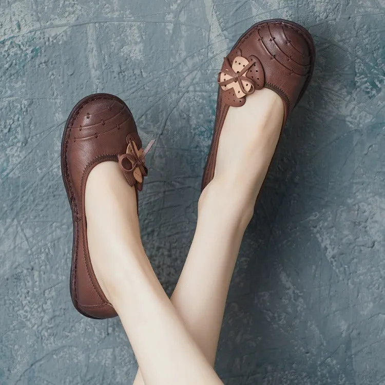 Women Retro Soft Leather Handmade Casual Flats
