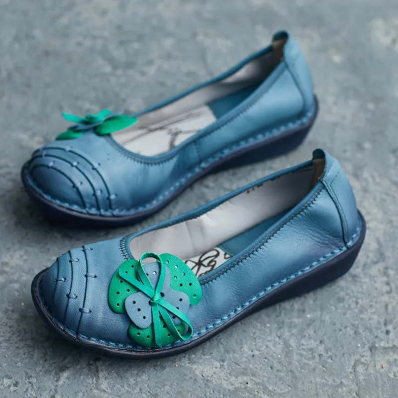 Women Retro Soft Leather Handmade Casual Flats
