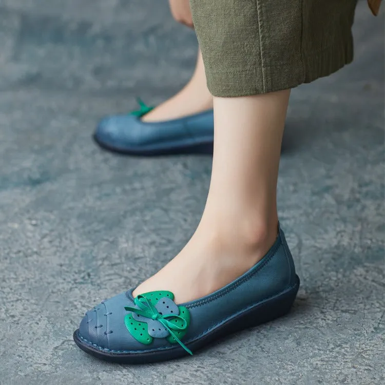 Women Retro Soft Leather Handmade Casual Flats